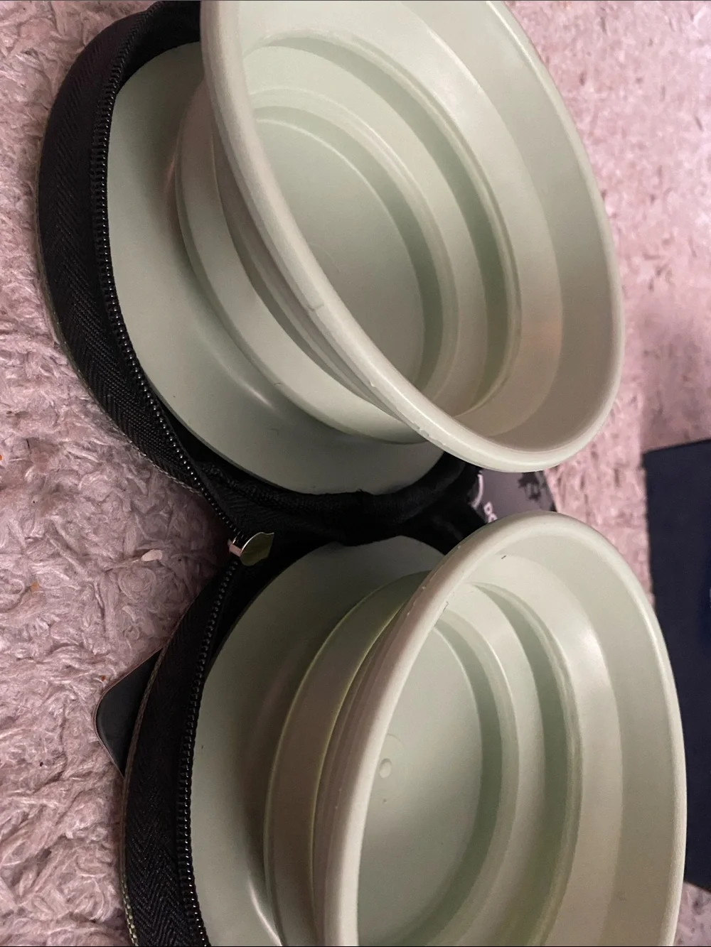 Apex Olive Green Double Collapsible Pet Bowl with Carry Case